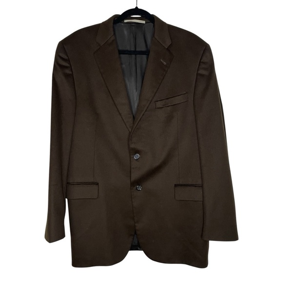Burberry Mens Brown 100% Cashmere Blazer Jacket Size 44R Career Office - Picture 1 of 13